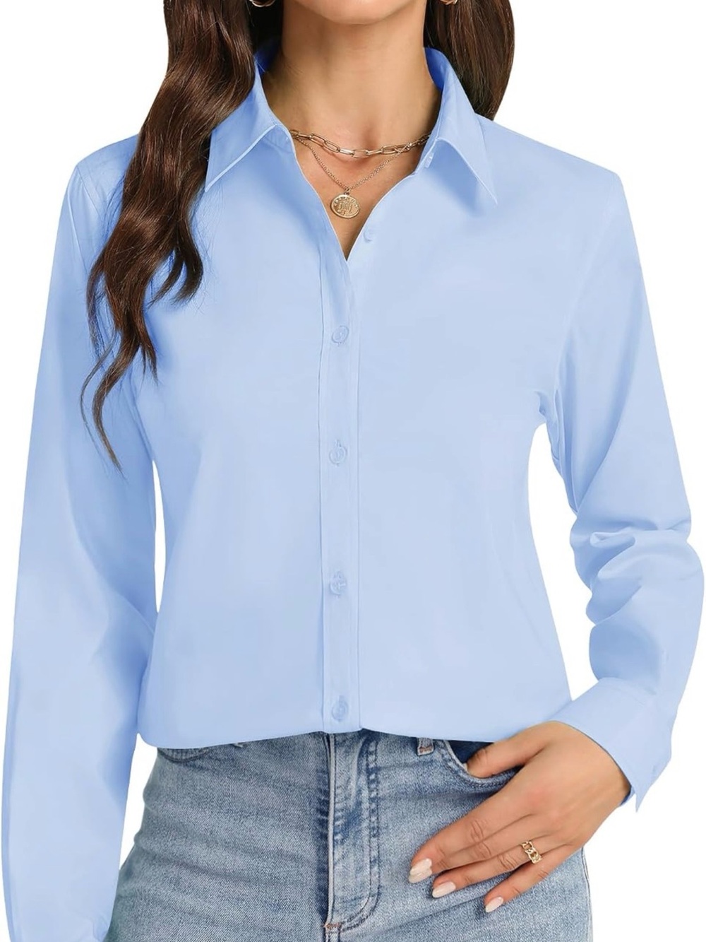 Light Blue Woman’s Button-Up Dress Shirt